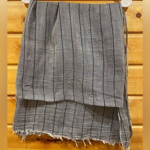 Women’s Navy Blue and Grey Stripped Cotton Scarf